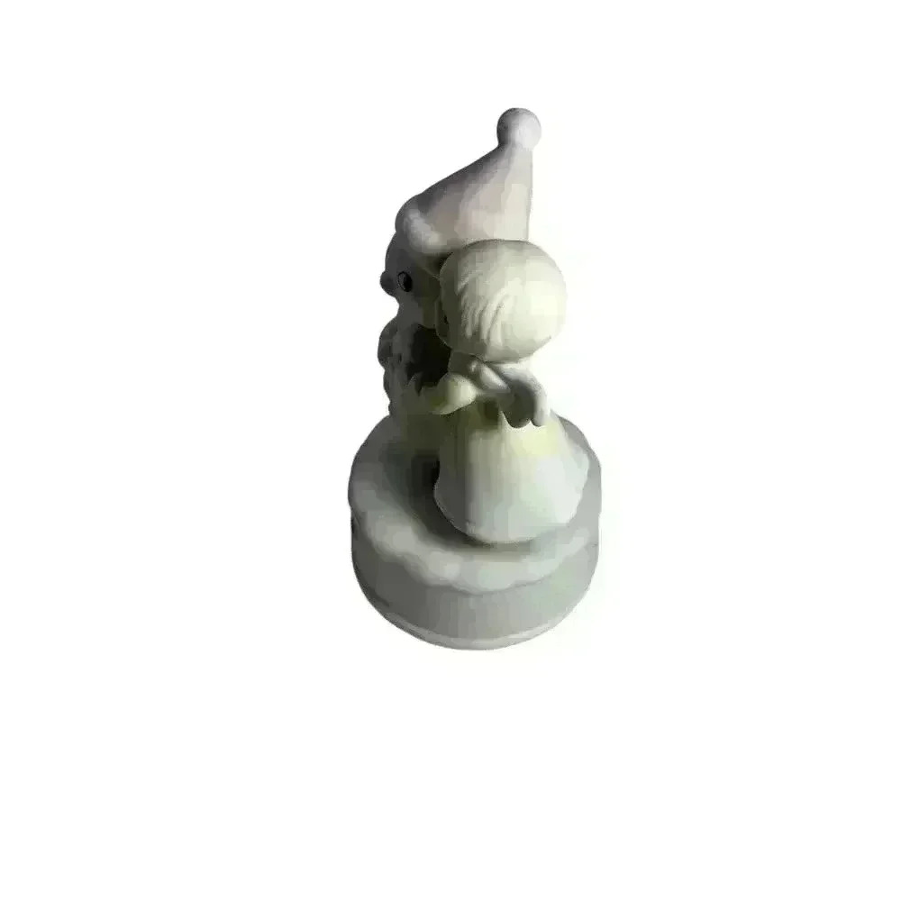 Musical Christmas Porcelain Bisque Girl with Snowman Figurine - Jingle Bells - Picture 7 of 10